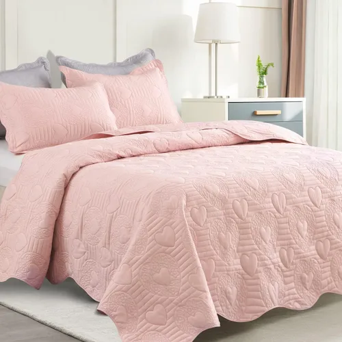 Vista 10 de Auemtyn Juego de edredón de tamaño Full/Queen de 3 piezas, colcha de verano suave y ligera, cobertor de cama de microfibra reversible para todas