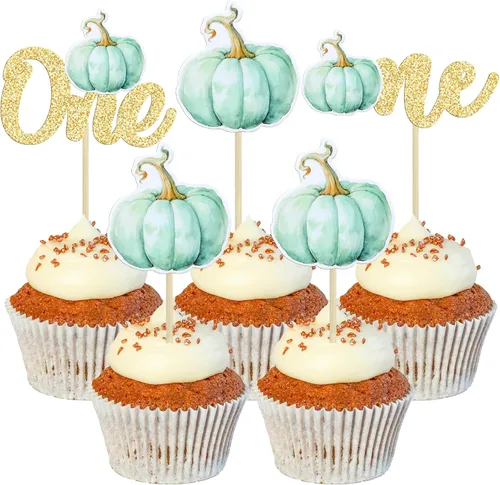 Vista 8 de 24 adornos de calabaza para cupcakes con purpurina para otoño, hojas, flores, calabaza, cupcakes, decoración de pasteles para Halloween, decoración