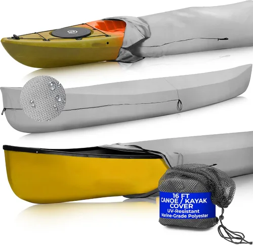 Vista 9 de EliteShield Cubierta para Canoa y Kayak; Resistente al Agua y a los Rayos UV 600D Poliéster Grado Marino Cubierta Completa para Almacenamiento