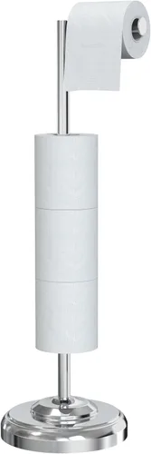 Vista 17 de Soporte de papel higiénico, soporte de papel higiénico de latón cepillado de pie, diseño giratorio de poste y base pesada estable de acero