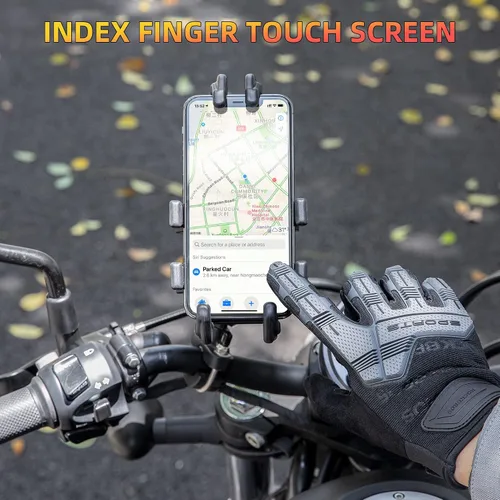 Vista 4 de ROCKBROS Guantes para ciclismo de montaña con almohadilla de gel, pantalla táctil y protección de nudillos para BMX MX ATV MTB Racing, color negro