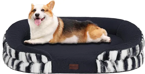 Vista 27 de Dwanton - Cama ortopédica para perros medianos con espuma de gel de memoria, sofá impermeable para perros, cama lavable para mascotas con cojín