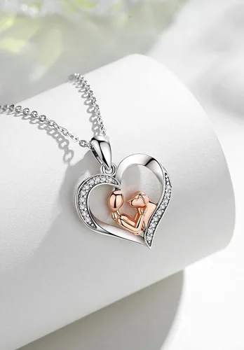 Vista 2 de INFUSEU Collar de plata de ley con corazón para mujeres y niñas, regalo para amantes de las mascotas, cadena de 18.0in