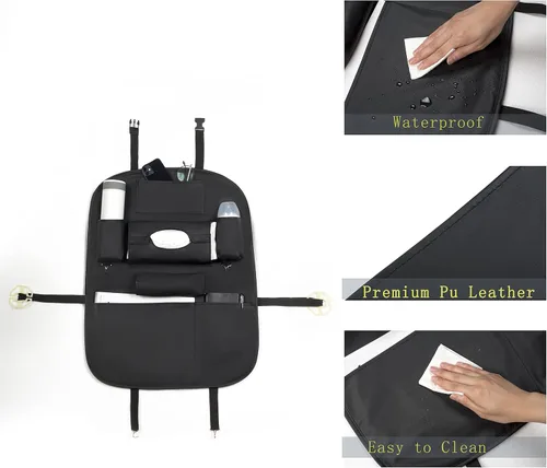 Vista 5 de Organizador de asiento trasero de automóvil, organizadores de asiento trasero de automóvil y almacenamiento con soporte para tableta, protectores