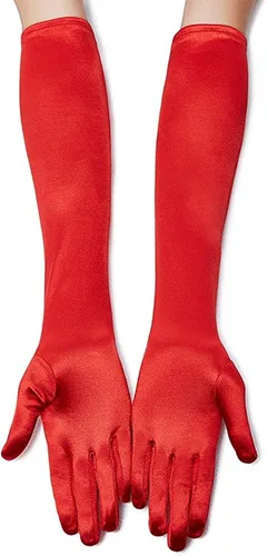 Vista 2 de Guantes largos de fiesta de ópera para mujer, guantes de satén de los años 20 y 20, disfraces hasta el codo, vestido de noche nupcial, 22 pulgadas