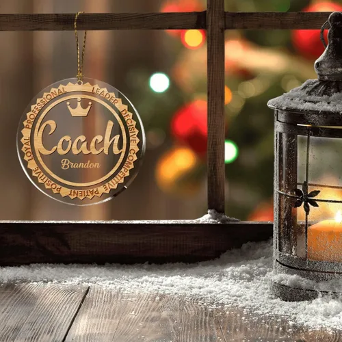 Vista 7 de CUBICER Juegos de adornos personalizados para entrenadores, instructor, adornos acrílicos blancos, decoraciones colgantes de pino de Navidad
