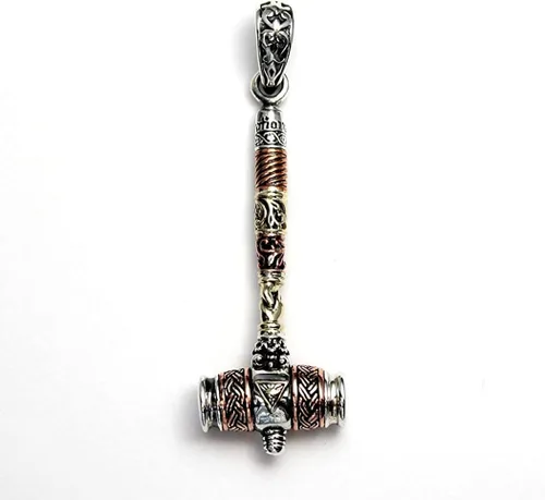 Vista 2 de COSUMOSU - Colgante de plata de ley 925 con martillo vikingo Thor Mjolnir