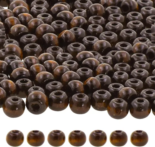 Vista 92 de Mandala Crafts - 2000 cuentas de madera redondas pequeñas de 6 mm para manualidades, suministros de macramé - cuentas de madera natural negra sin