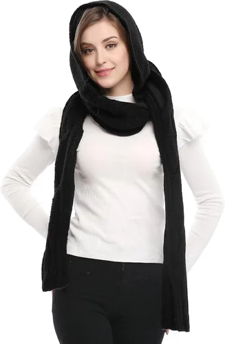 Vista 6 de Bellady Bufanda con capucha de punto de invierno Negro