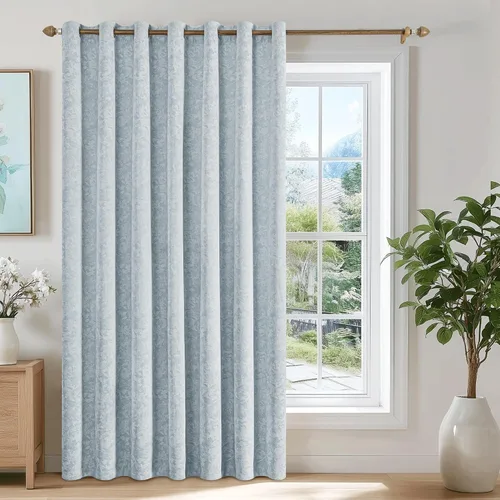 Vista 26 de Beauoop - Cortinas opacas beige con diseño floral jacquard, 2 paneles, para dormitorio/sala, de felpilla, gris pardo, aislantes y a prueba de ruido