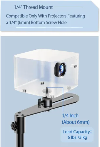 Vista 6 de Soporte de proyector de altura ajustable de 16 a 48 pulgadas, soporte de techo universal para proyector de rotación de 360 grados, compatible