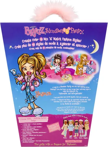 Vista 7 de Bratz Muñeca de moda Yasmin de fiesta de pijama con 2 juegos de pijamas, peluche y accesorios