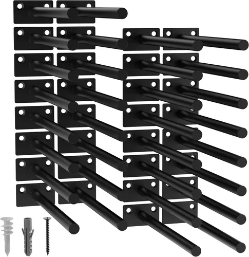 Vista 15 de 12-Pack 10 inch Floating Shelf Brackets, Hidden Shelf Bracket for Wood Negro-paquete de 12