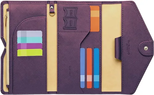 Vista 17 de ZOPPEN Cartera de viaje con bloqueo RFID multiuso (Ver.4) Portatarjetas de pasaporte y vacunación ComboTri-fold Document Organizer Travel #15 Azul