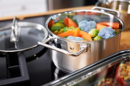 Vista 2 de Rösle EXPERTISO Cookware Collection - Cacerola alta de acero inoxidable con tapa de cristal de 6.3 pulgadas