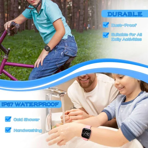 Vista 3 de Reloj LED multifunción para conteo de pasos para niños, reloj digital, podómetro sin Bluetooth, cronómetro, reloj despertador, calorías