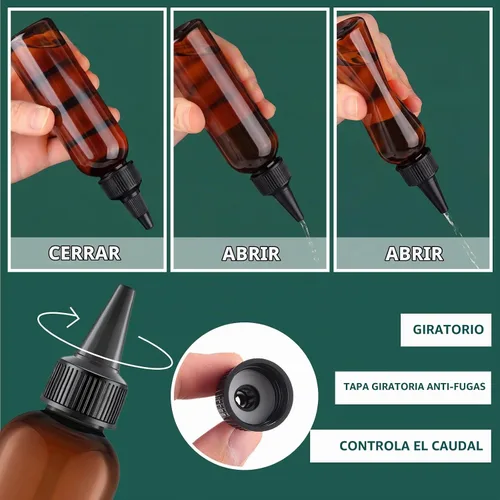 Vista 3 de Tanlade Botellas de plástico de 2 onzas con tapa giratoria, marrón, 200