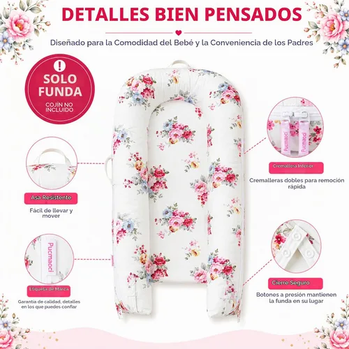 Vista 4 de Funda para tumbona de bebé para Dockatot Deluxe + 100% Algodón Hipoalergénico de Calidad Premium para Recién Nacido (Solo Funda) (Rosa)