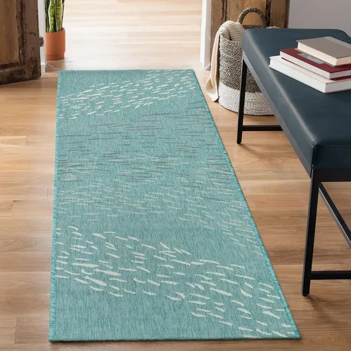 Vista 5 de Liora Manne Carmel - Alfombra decorativa de mezcla sintética para interiores y exteriores, de bajo perfil, contemporánea, decoración de peces Agua