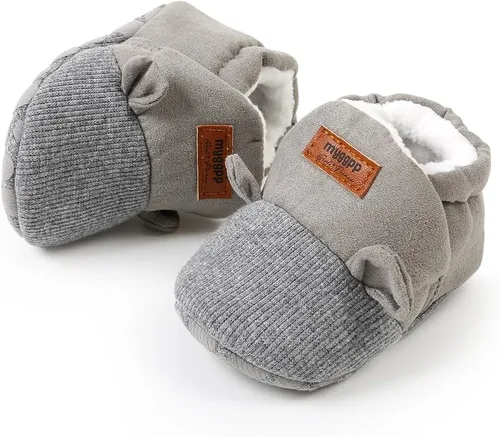 Vista 5 de Ohwawadi - Calcetines de forro polar para bebé o niña, suaves y calientes, botas o zapatos para bebés recién nacidos, con estilos de dibujos