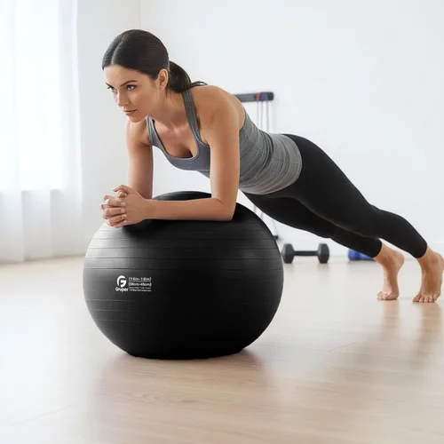 Vista 6 de Gruper Pelota de yoga y pilates, pelota de gimnasio de 4 tamaños para fitness, yoga, entrenamiento, embarazo y terapia física, bomba rápida