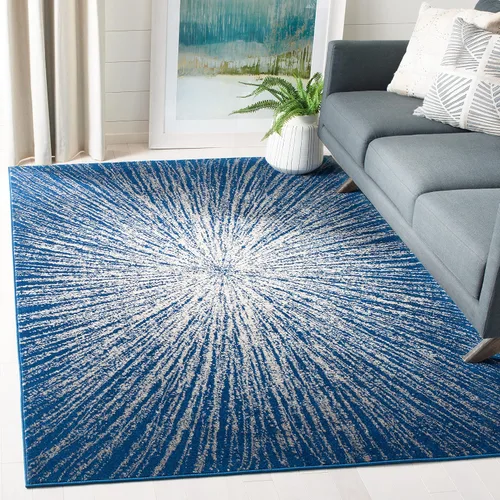 Vista 16 de SAFAVIEH Evoke Collection EVK228J - Alfombra abstracta de estallido de 2'2" x 4', color aguamarina/marfil, no desprende pelusa, alfombra de acento