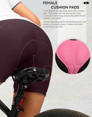 Vista 4 de Pantalones cortos de ciclismo acolchados 4D para mujer, 57 pulgadas, ropa interior de ciclismo, ciclismo de carretera, pantalones cortos para mujer