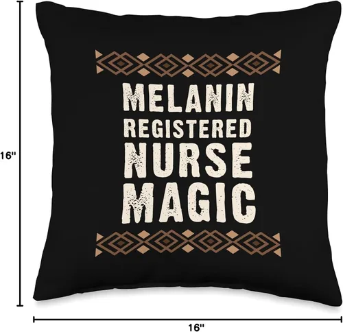 Vista 4 de African American Juneteenth Black History Month Melanin Black Pride Registered Nurse Magic Juneteenth - Almohada de 16 x 16 pulgadas, multicolor