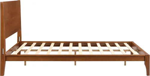 Vista 7 de Cama de plataforma tamaño Queen con cabecero y estribo, color marrón