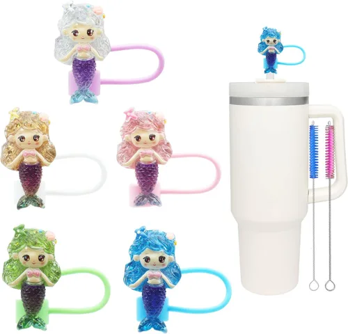 Vista 9 de 8Pcs Cute 10mm Animal Straw Covers Cap for Stanley Cup,Silicone Straw Toppers Compatible with Stanley 30&40 Oz Tumblers with Handle, Dust-Proof