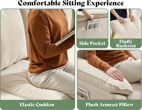 Vista 5 de VanAcc Sofá cama de 81 pulgadas, sofá cama con almacenamiento, sofá Beige