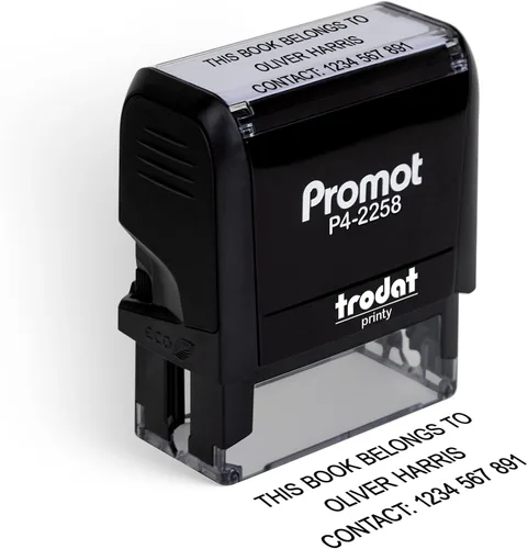 Vista 9 de Promot - Sello autoentintado de 1 línea (pequeño) - sello personalizado de 3 líneas - sello de goma personalizado para nombre, oficina, empresa