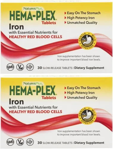 Vista 13 de NaturesPlus Hema-Plex Iron - 10 tabletas de liberación lenta - 85 mg de hierro quelado - Salud total de la sangre - con vitamina C y bioflavonoides