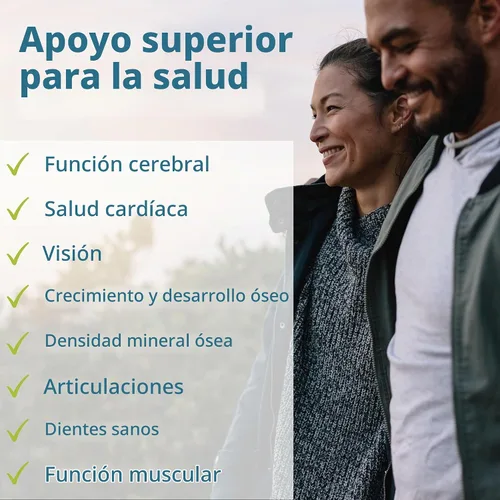 Vista 4 de Paquete vegano de Omega-3 + complejo de calcio y magnesio, aceite de algas sostenible EPA y DHA de 1340 mg + complejo mineral de algas a base