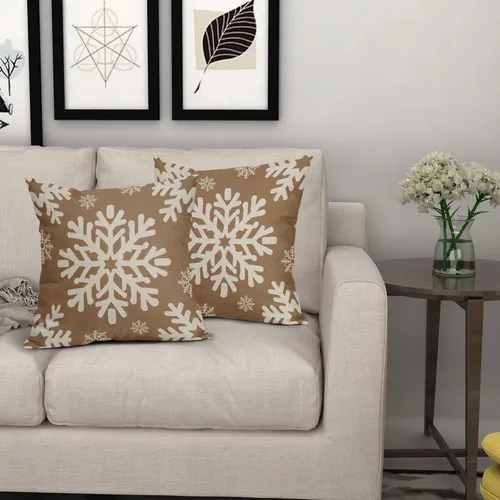 Vista 42 de Fundas de almohada decorativas de Navidad negras 40x40 cm con copos de nieve blancos de Navidad, juego de 2, temática rústica de invierno