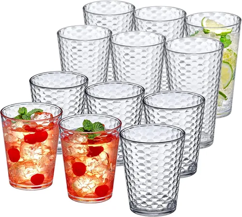 Vista 6 de Amazing Abby - Copo de nieve - Vasos de plástico de 16 onzas (juego de 8), vasos de plástico transparente reutilizables, apilables, sin BPA
