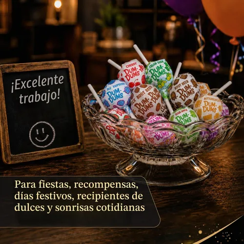Vista 3 de DUM DUMS Paletas de 1 libra – Caramelos duros Suckers, sin gluten, envueltos individualmente (62 piezas)