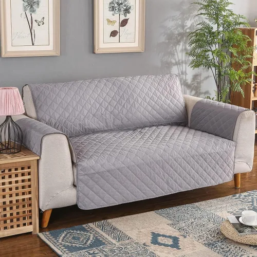 Vista 4 de vctops Funda acolchada de doble protección, 100 % impermeable, funda antideslizante para sofá de 2 plazas, protector reversible de muebles para Gris