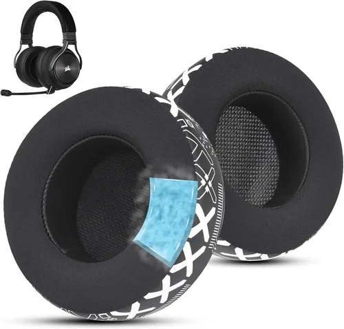 Vista 9 de Almohadillas de repuesto de tela para auriculares Corsair Virtuoso Gaming – Tela suave y almohadillas de espuma viscoelástica para Virtuoso RGB, XT