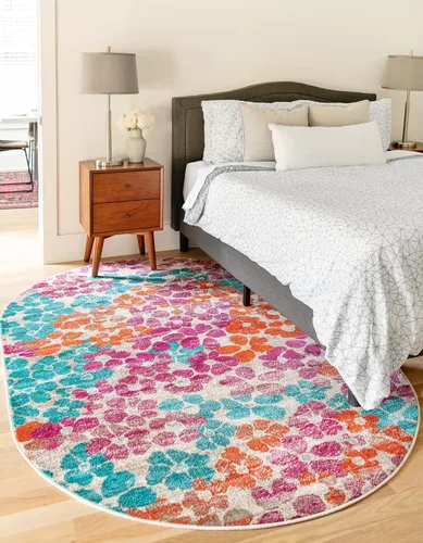 Vista 10 de Unique Loom Azalea Collection - Alfombra de área - Encore (Runner 2' 0" x 6' 0", azul/marfil)
