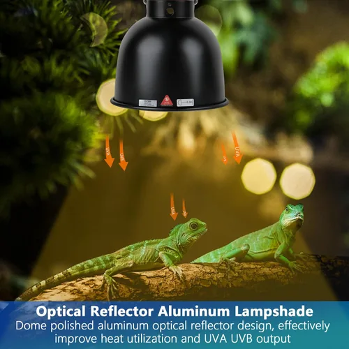 Vista 6 de Reflector de Luz para Reptiles, Reflector de Cúpula Poco Profunda de Reflexión Óptica de 5.5 Pulgadas, Reflector de Lámpara de Calor UVB