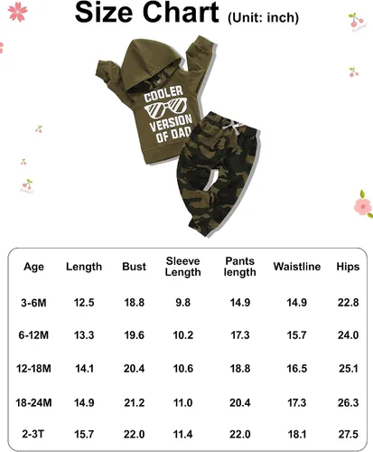 Vista 4 de Conjunto de 2 piezas de ropa para bebés y niños pequeños con estampado de letras y pantalones largos de camuflaje