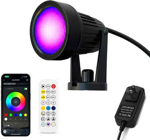 Vista 8 de Luces inteligentes para exteriores, luces de patio trasero de 15 W con enchufe de EE. UU., control de aplicación de 12 V, focos