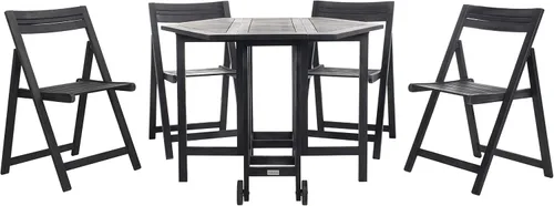 Vista 5 de SAFAVIEH Kerman - Juego de comedor plegable de 5 piezas de madera de acacia lavada blanca con mesa plegable y 4 sillas de director (PAT7000A)