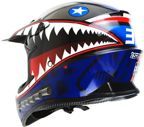 Vista 6 de 1Storm - Casco de motocross para adultos BMX MX ATV Dirt Bike Downhill Mountain Bike estilo Monster Shark Racing HKY_SC09S