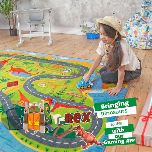 Vista 16 de KC Cubs 8x10 Alfombra de Carretera con Animales Safari para Coches de Juguete – Alfombra de Juego Educativa para Niños, Pequeños, Guardería, Aula
