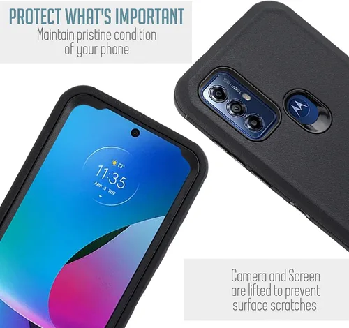 Vista 6 de Customerfirst - Funda para teléfono Motorola Moto-G Pure: G Play 2023 G Power 2022, con funda de clip para cinturón, resistente, a prueba de Negro