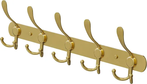 Vista 9 de Perchero de pared con 5 ganchos triples, acero inoxidable de 16 pulgadas – acabado mate negro, perchero resistente montado en la pared para abrigos