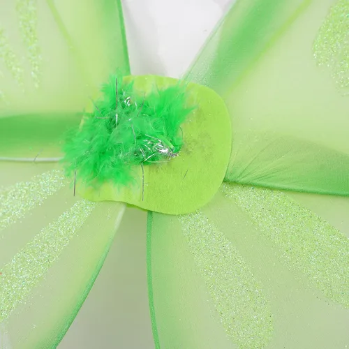 Vista 4 de Alvivi Alas de mariposa alas de hadas de mariposa alas de ángel con purpurina alas de princesa para niños y niñas fiesta de Navidad cosplay verde