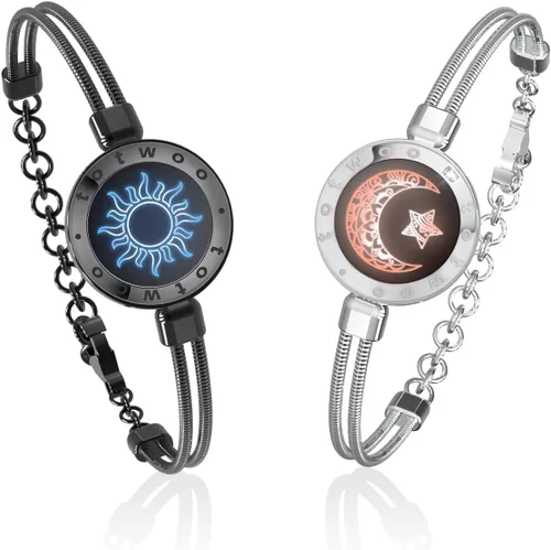 Vista 11 de TOTWOO Sun and Moon Long Distance Touch Bracelets for Couples